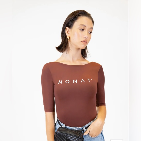 MONAT 3/4 sleeve bodysuit cocoa brown small - Picture 2 of 4